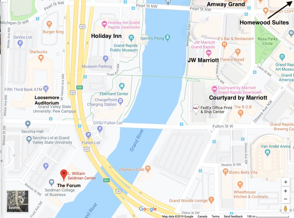 Downtown Grand Rapids with hotel locations